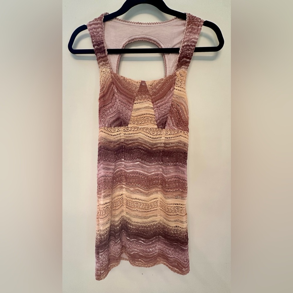 Free People Boho Multicolor Lace Bodycon Mini Cocktail Dress Size 0